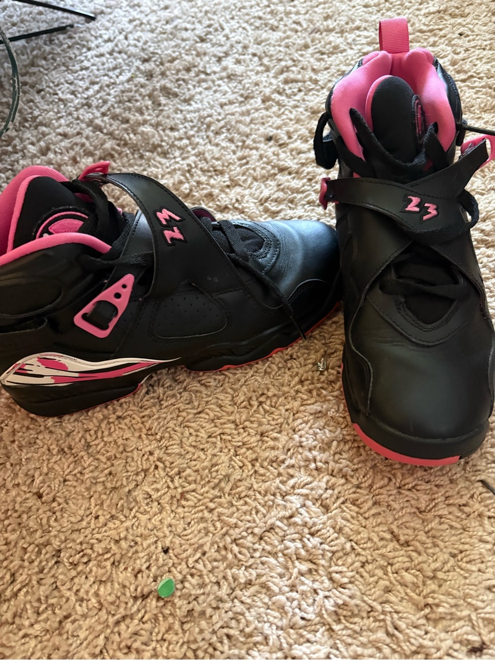 Jordan Kids Black and Pink High-Top Sneakers